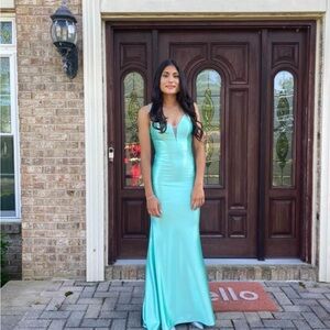 Elegant Aqua Evening Gown